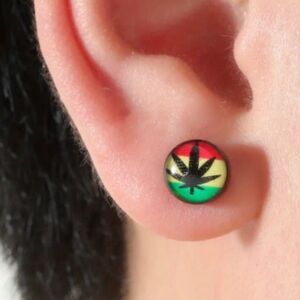 2/$30 Or 3/$35 Rasta Leaf red,yellow,green pride casual festive Stud‎ Earrings